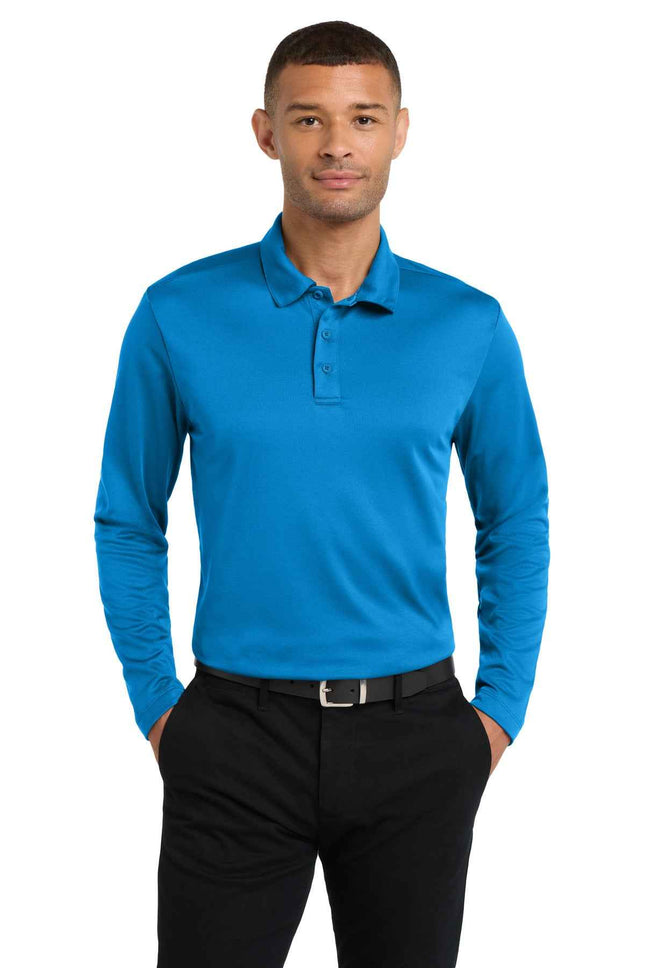Port Authority Silk Touch Performance Long Sleeve Polo K540LS Brilliant Blue
