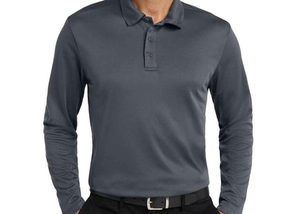 Port Authority Silk Touch Performance Long Sleeve Polo K540LS Steel Grey