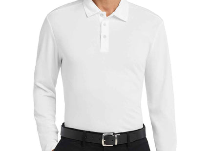 Port Authority Silk Touch Performance Long Sleeve Polo K540LS White