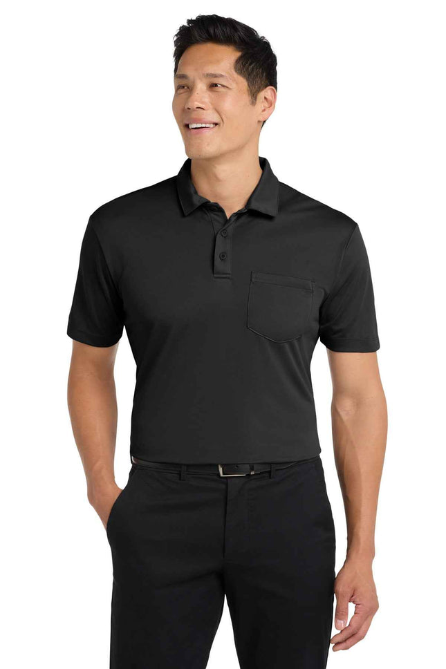 Port Authority Silk Touch Performance Pocket Polo K540P Black