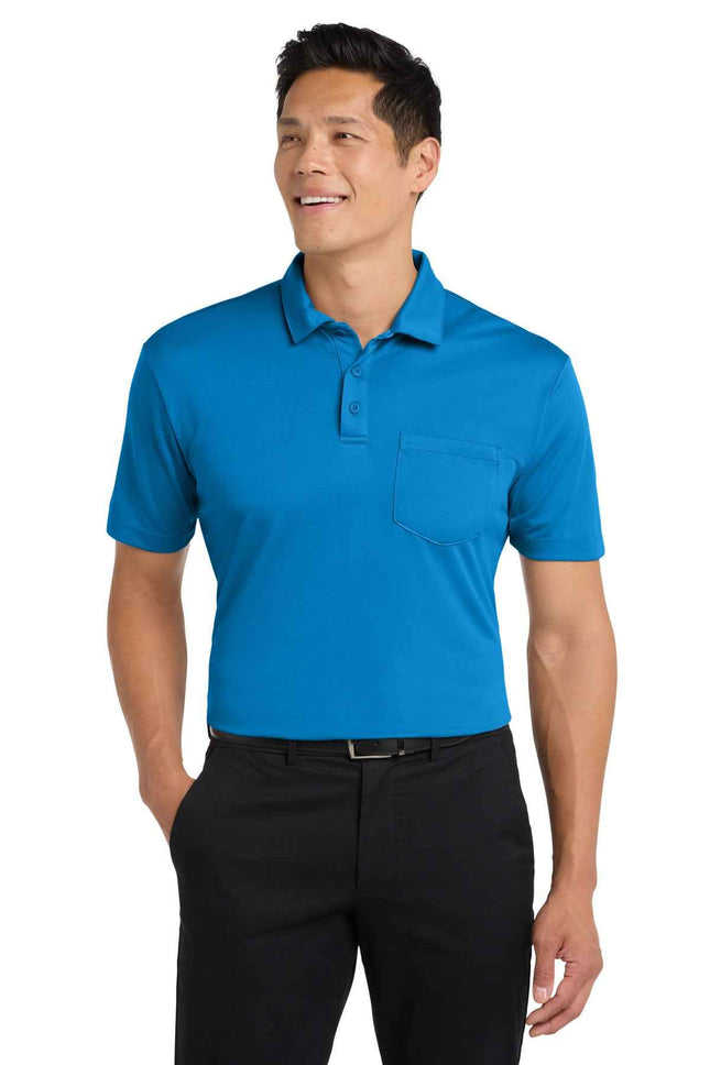 Port Authority Silk Touch Performance Pocket Polo K540P Brilliant Blue