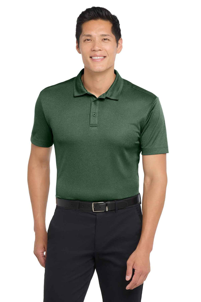 Port Authority Heathered Silk Touch Performance Polo K542 Green Glen Heather