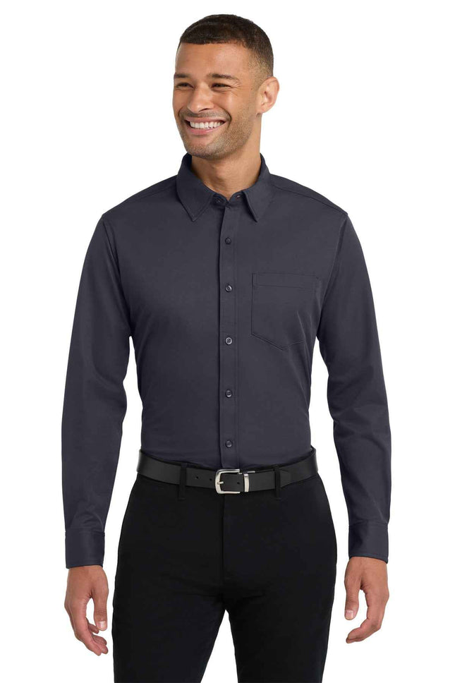Port Authority Dimension Knit Dress Shirt K570 Battleship Grey