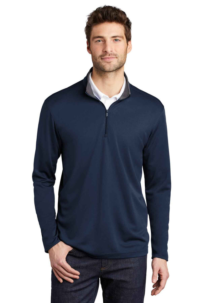 Port Authority Silk Touch Performance 1/4Zip K584 Navy Steel Grey