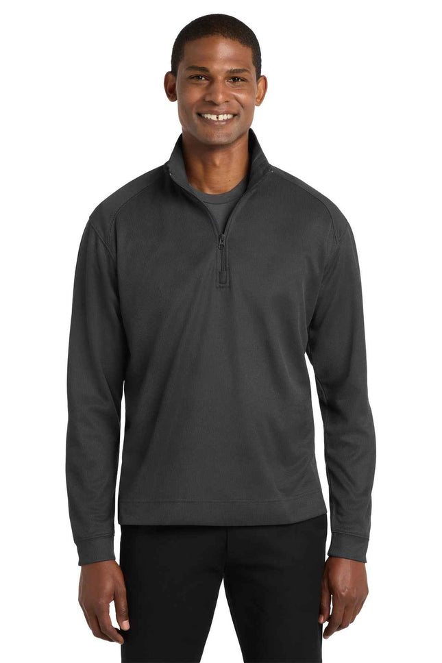 Port Authority Vertical Texture 1/4Zip Pullover K805 Iron Grey Black