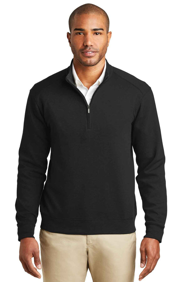 Port Authority Interlock 1/4Zip K807 Deep Black Charcoal Heather