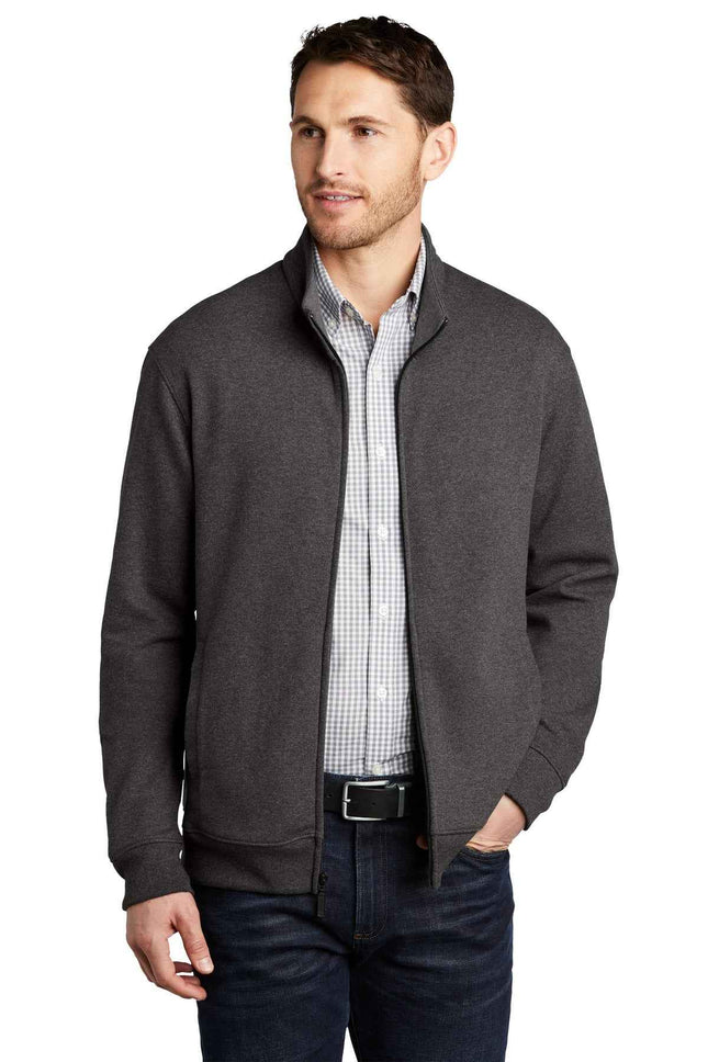 Port Authority Interlock FullZip K809 Charcoal Heather Medium Heather Grey