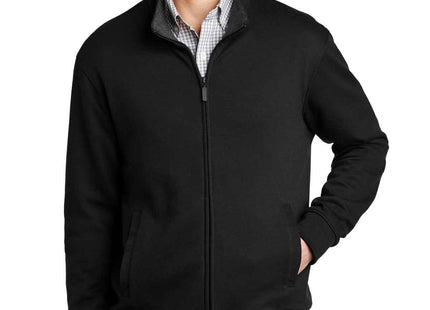 Port Authority Interlock FullZip K809 Deep Black Charcoal Heather