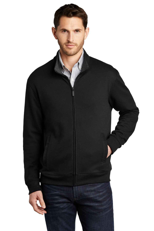 Port Authority Interlock FullZip K809 Deep Black Charcoal Heather
