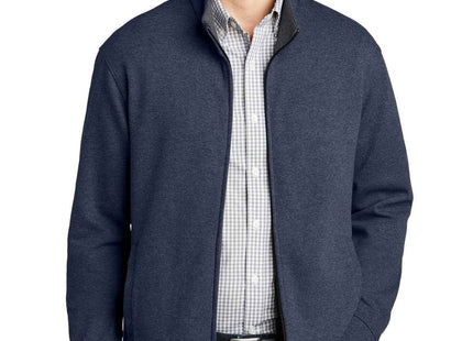 Port Authority Interlock FullZip K809 Estate Blue Heather Charcoal Heather