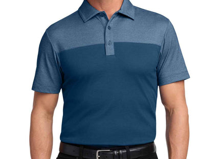 Port Authority Fine Pique Blend Blocked Polo K831 Aegean Blue Aegean Blue Heather