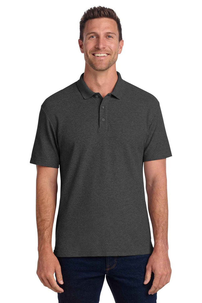 Port Authority CFREE Cotton Blend Pique Polo K867 Charcoal Heather