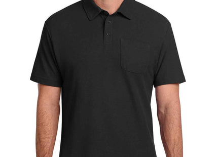 Port Authority CFREE Cotton Blend Pique Pocket Polo K868 Black