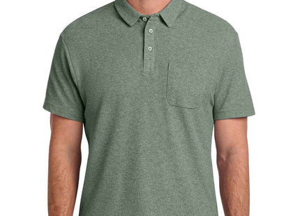 Port Authority CFREE Cotton Blend Pique Pocket Polo K868 Dark Green Heather