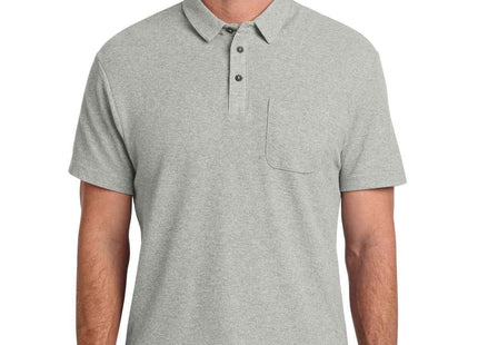 Port Authority CFREE Cotton Blend Pique Pocket Polo K868 Deep Smoke Heather