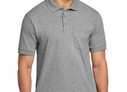 Port & Co Core Blend Jersey Knit Pocket Polo KP55P Athletic Heather