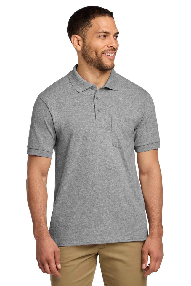 Port & Co Core Blend Jersey Knit Pocket Polo KP55P Athletic Heather
