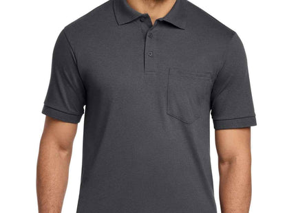 Port & Co Core Blend Jersey Knit Pocket Polo KP55P Charcoal