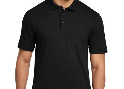 Port & Co Core Blend Jersey Knit Pocket Polo KP55P Jet Black