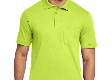 Port & Co Core Blend Jersey Knit Pocket Polo KP55P Safety Green