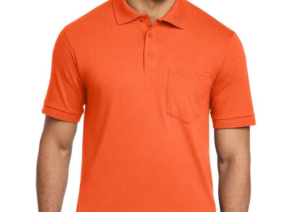Port & Co Core Blend Jersey Knit Pocket Polo KP55P Safety Orange