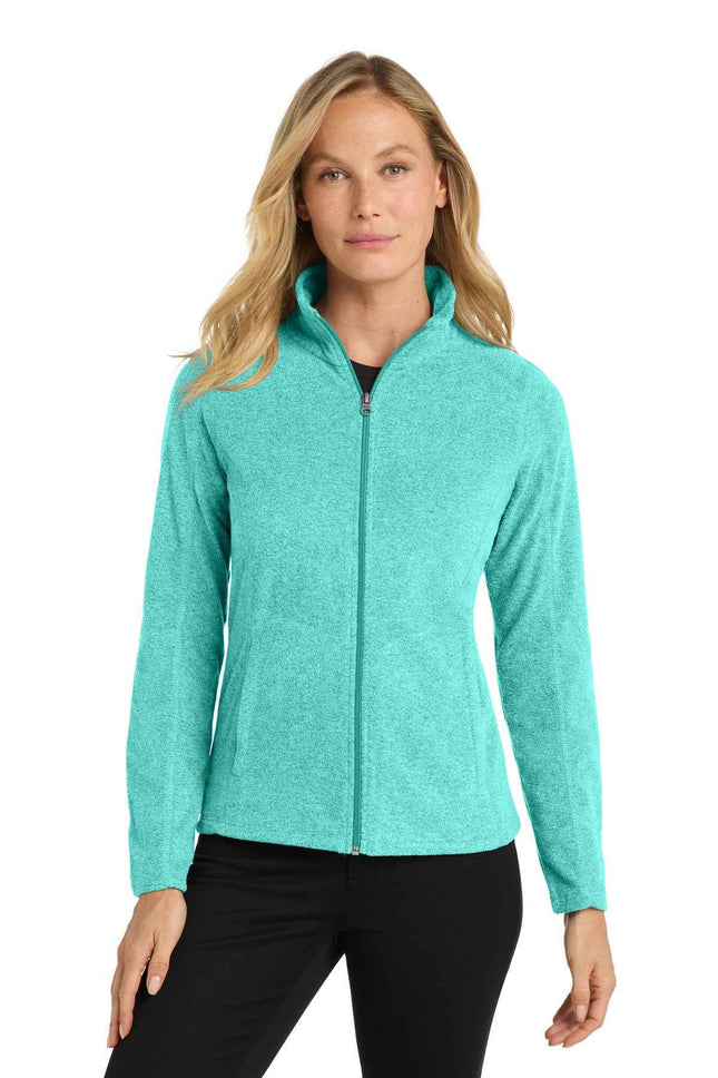 Port Authority Women's Heather Microfleece FullZip Jacket L235 Aqua Green Heather
