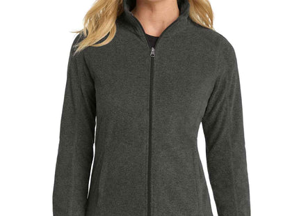 Port Authority Women's Heather Microfleece FullZip Jacket L235 Black Charcoal Heather