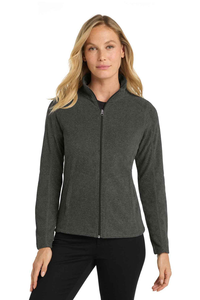 Port Authority Women's Heather Microfleece FullZip Jacket L235 Black Charcoal Heather