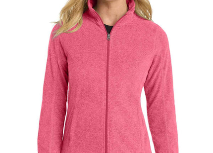 Port Authority Women's Heather Microfleece FullZip Jacket L235 Pink Raspberry Heather