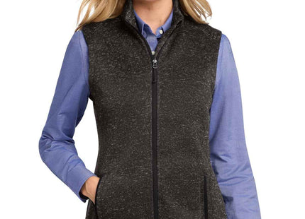 Port Authority Women's Sweater Fleece Vest L236 Black Heather