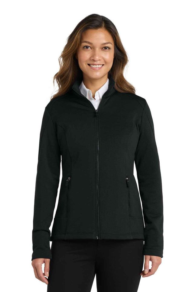Port Authority Women's Grid Fleece Jacket L239 Deep Black