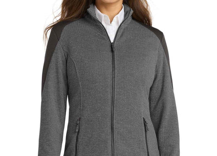 Port Authority Women's Grid Fleece Jacket L239 Grey Smoke Heather Grey Smoke