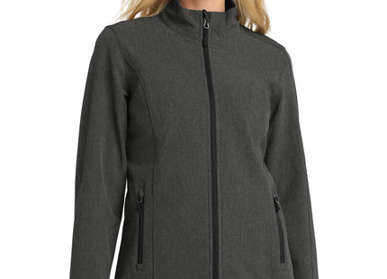 Port Authority Women's Core Soft Shell Jacket L317 Black Charcoal Heather