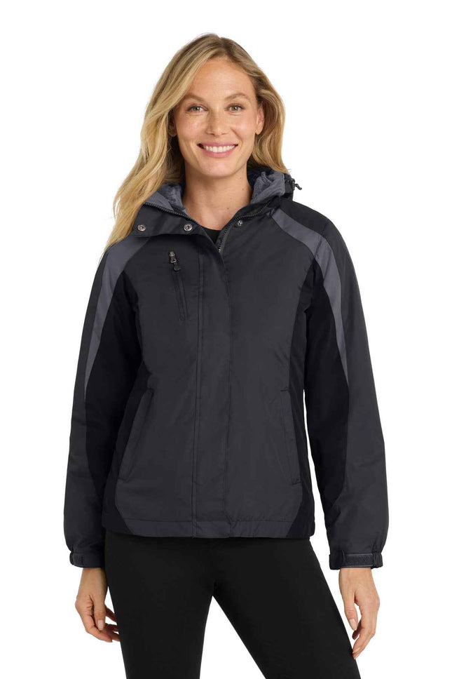 Port Authority Women's Colorblock 3in1 Jacket L321 Black Black Magnet
