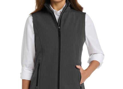 Port Authority Women's Core Soft Shell Vest L325 Black Charcoal Heather