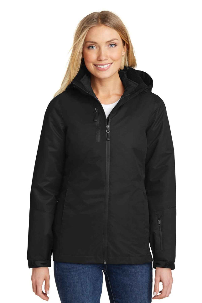 Port Authority Women's Vortex Waterproof 3in1 Jacket L332 Black Black