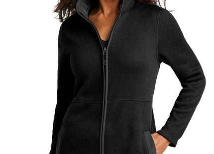 Port Authority Women's Arc Sweater Fleece Long Jacket L425 Deep Black
