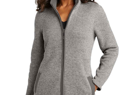 Port Authority Women's Arc Sweater Fleece Long Jacket L425 Deep Smoke Heather