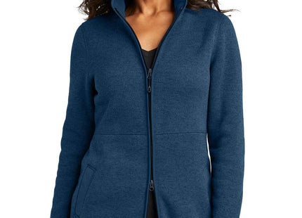 Port Authority Women's Arc Sweater Fleece Long Jacket L425 Insignia Blue Heather