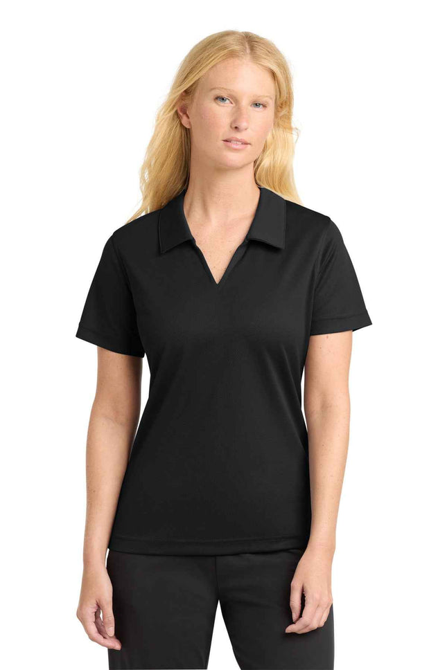 SportTek Women's DriMesh VNeck Polo L469 Black