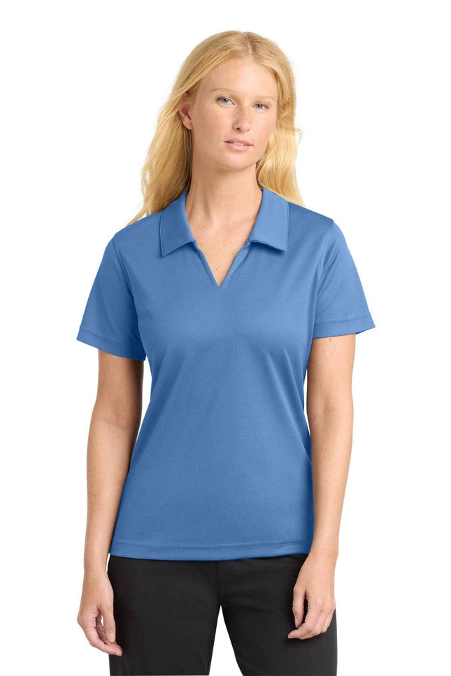 SportTek Women's DriMesh VNeck Polo L469 Blueberry