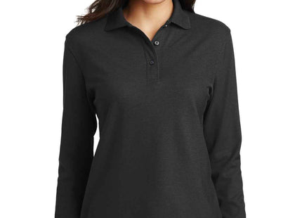 Port Authority Women's Silk Touch Long Sleeve Polo L500LS Black