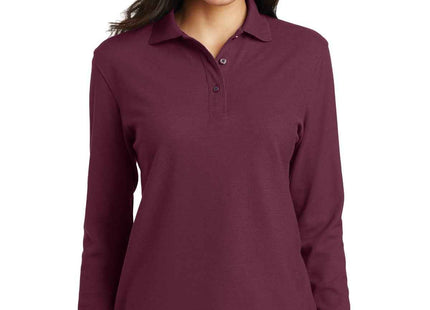Port Authority Women's Silk Touch Long Sleeve Polo L500LS Burgundy