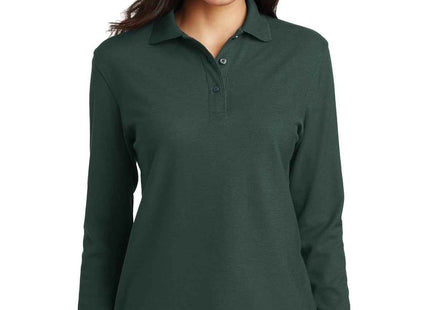 Port Authority Women's Silk Touch Long Sleeve Polo L500LS Dark Green