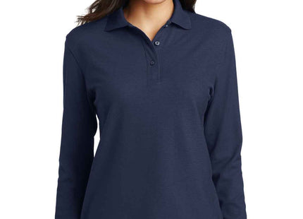 Port Authority Women's Silk Touch Long Sleeve Polo L500LS Navy