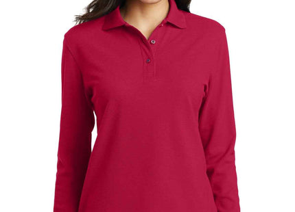 Port Authority Women's Silk Touch Long Sleeve Polo L500LS Red
