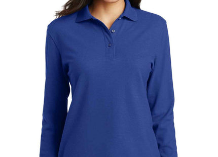 Port Authority Women's Silk Touch Long Sleeve Polo L500LS Royal