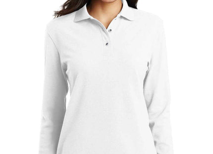 Port Authority Women's Silk Touch Long Sleeve Polo L500LS White