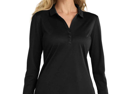 Port Authority Women's Silk Touch Performance Long Sleeve Polo L540LS Black