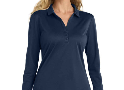 Port Authority Women's Silk Touch Performance Long Sleeve Polo L540LS Navy